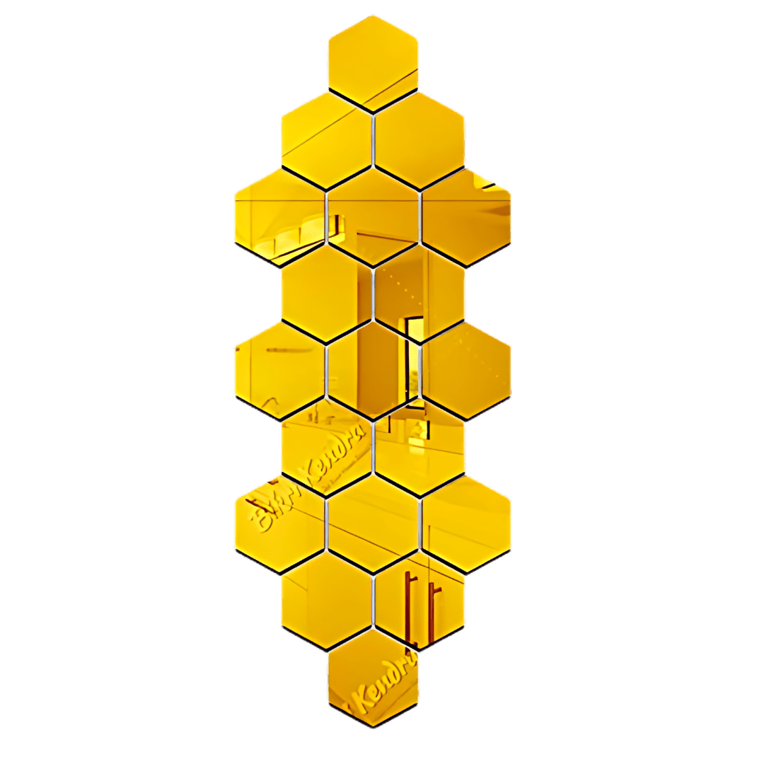 Hexagon 20 Golden Mirror sticker, hexagon mirror sticker, hexagon mirror stickers, acrylic mirror stickers, mirror stickers